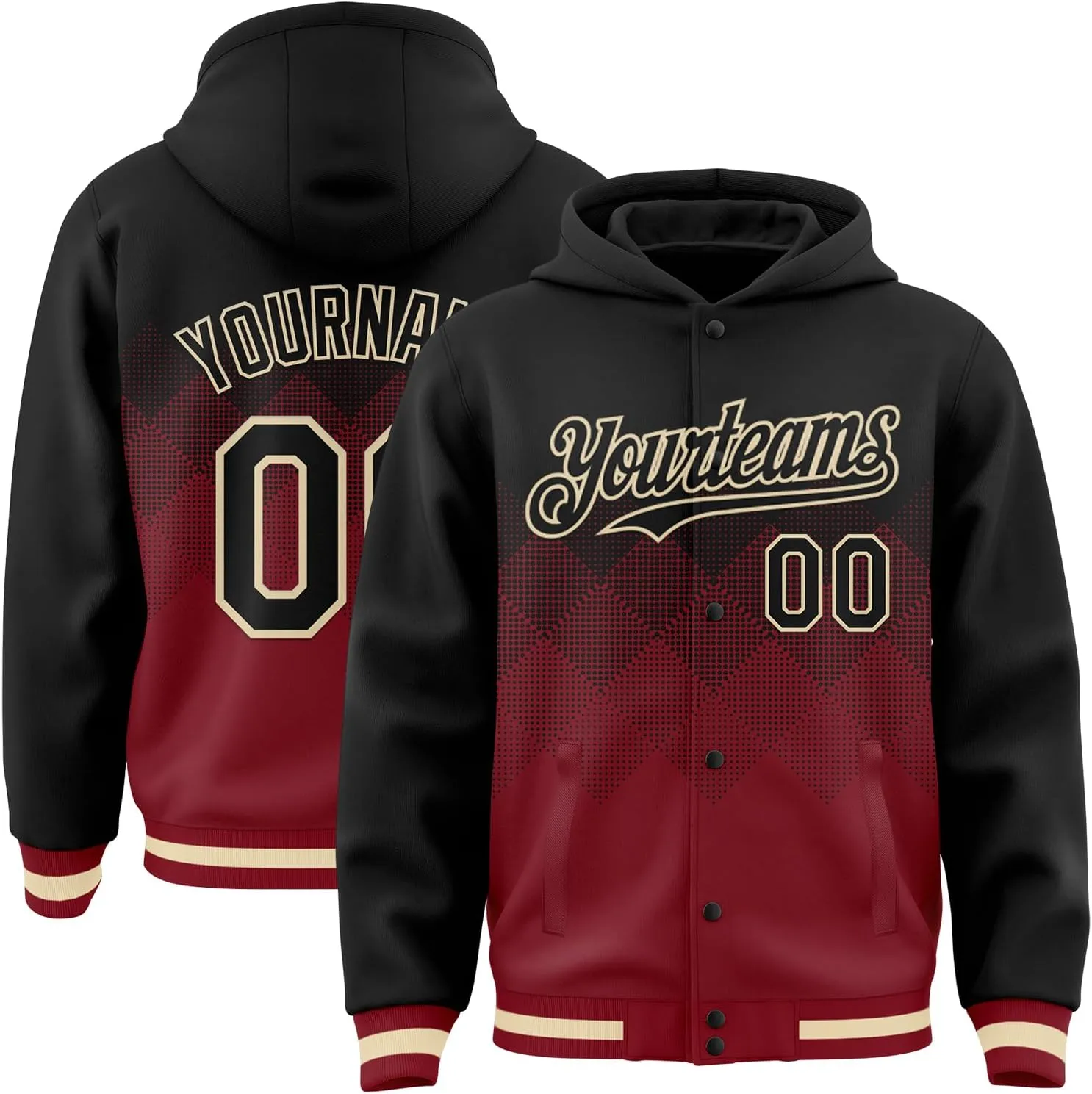 Custom Baseball Hoodie Jackets Men Women Youth Personalized Varsity Letterman Jackets Stitched Name Number Logo