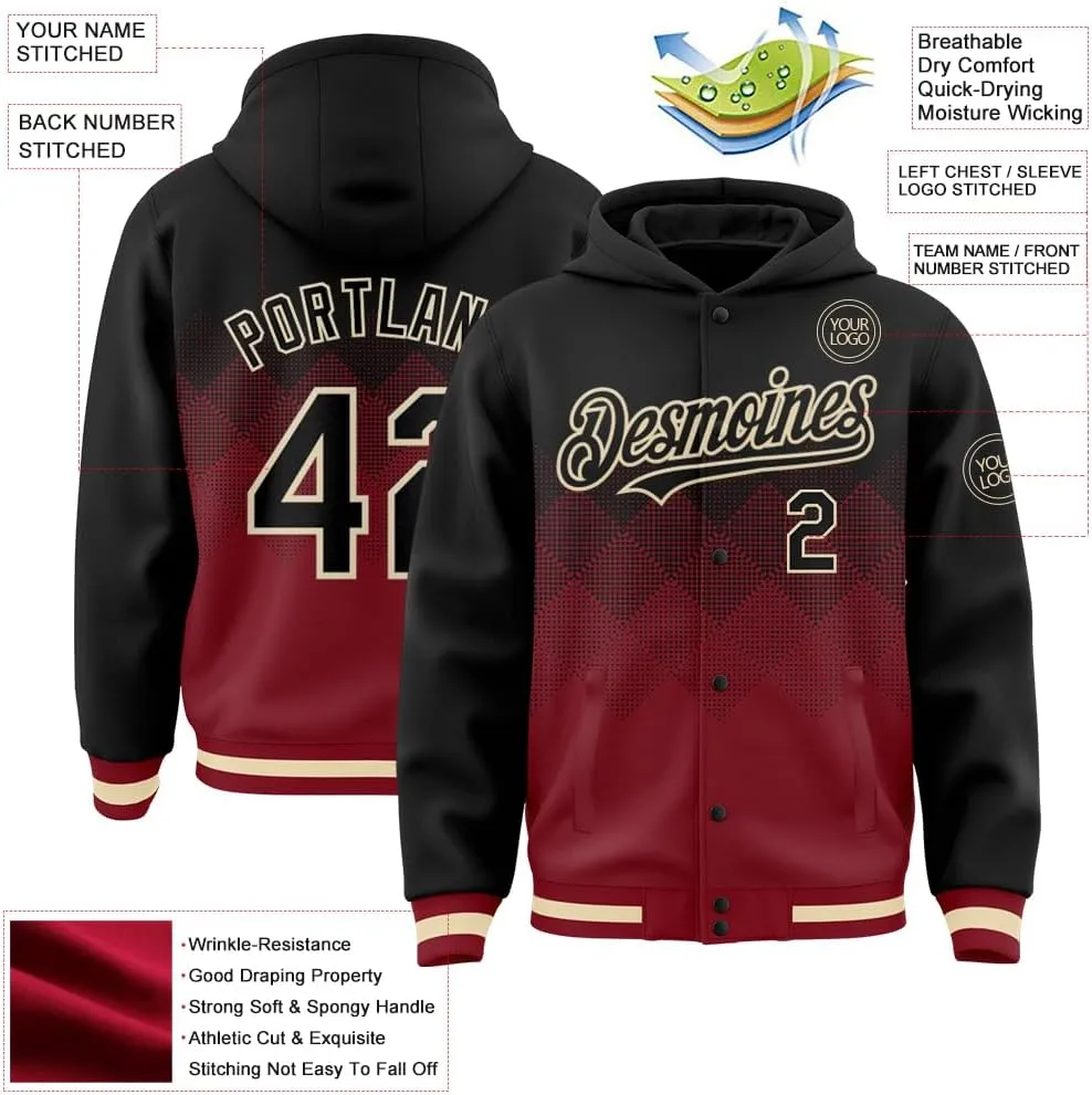 Custom Baseball Hoodie Jackets Men Women Youth Personalized Varsity Letterman Jackets Stitched Name Number Logo