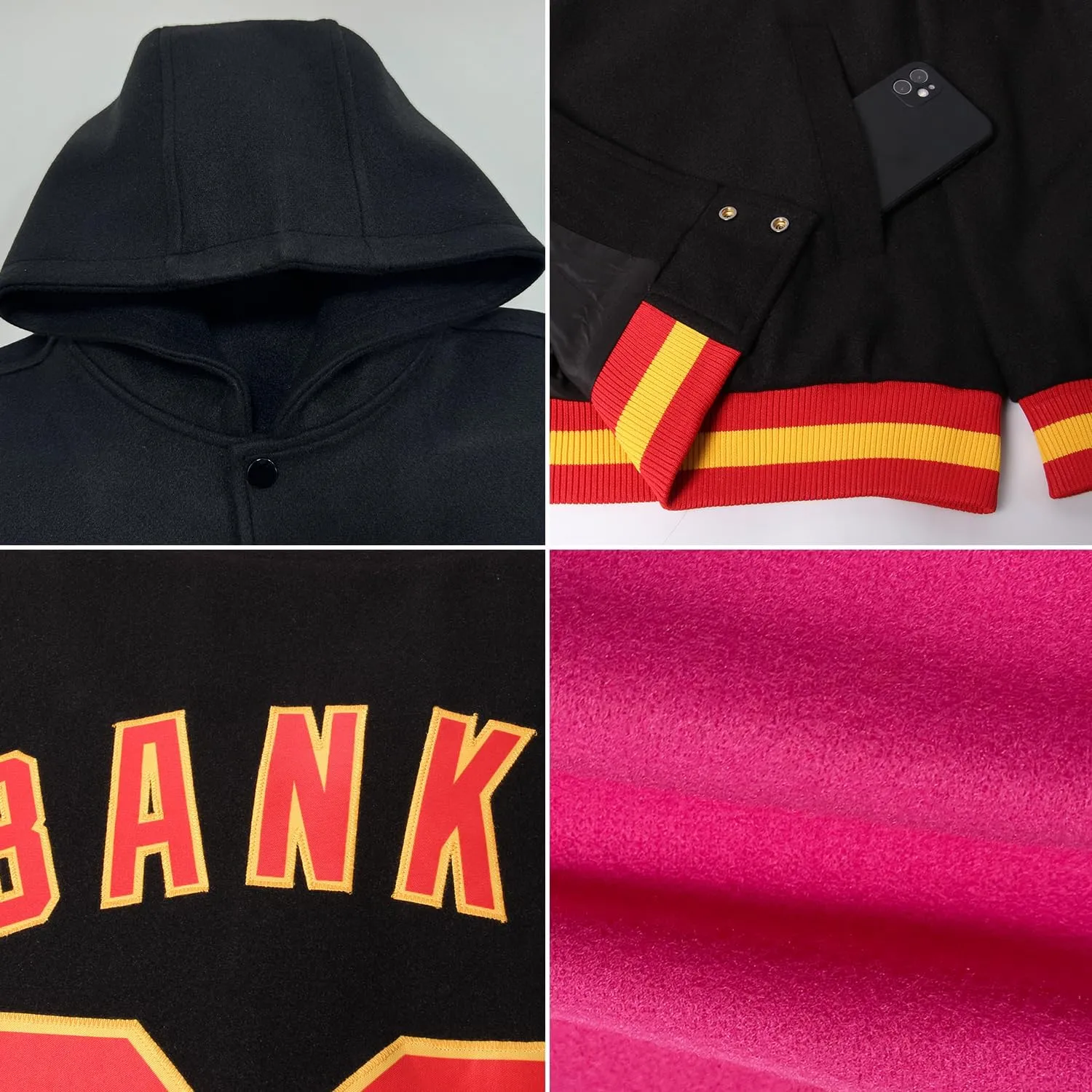 Custom Baseball Hoodie Jackets Men Women Youth Personalized Varsity Letterman Jackets Stitched Name Number Logo