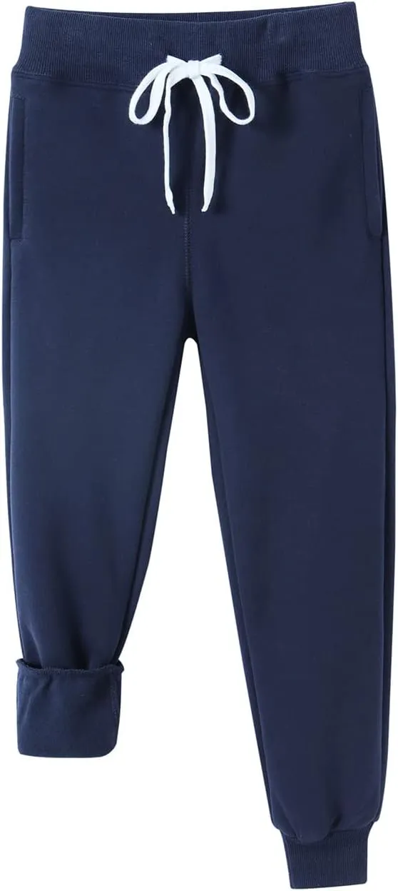DILBYKE Boys Active Pants Fleece Jogger Sweatpants with Pockets, Thick Kids Bottom Trousers