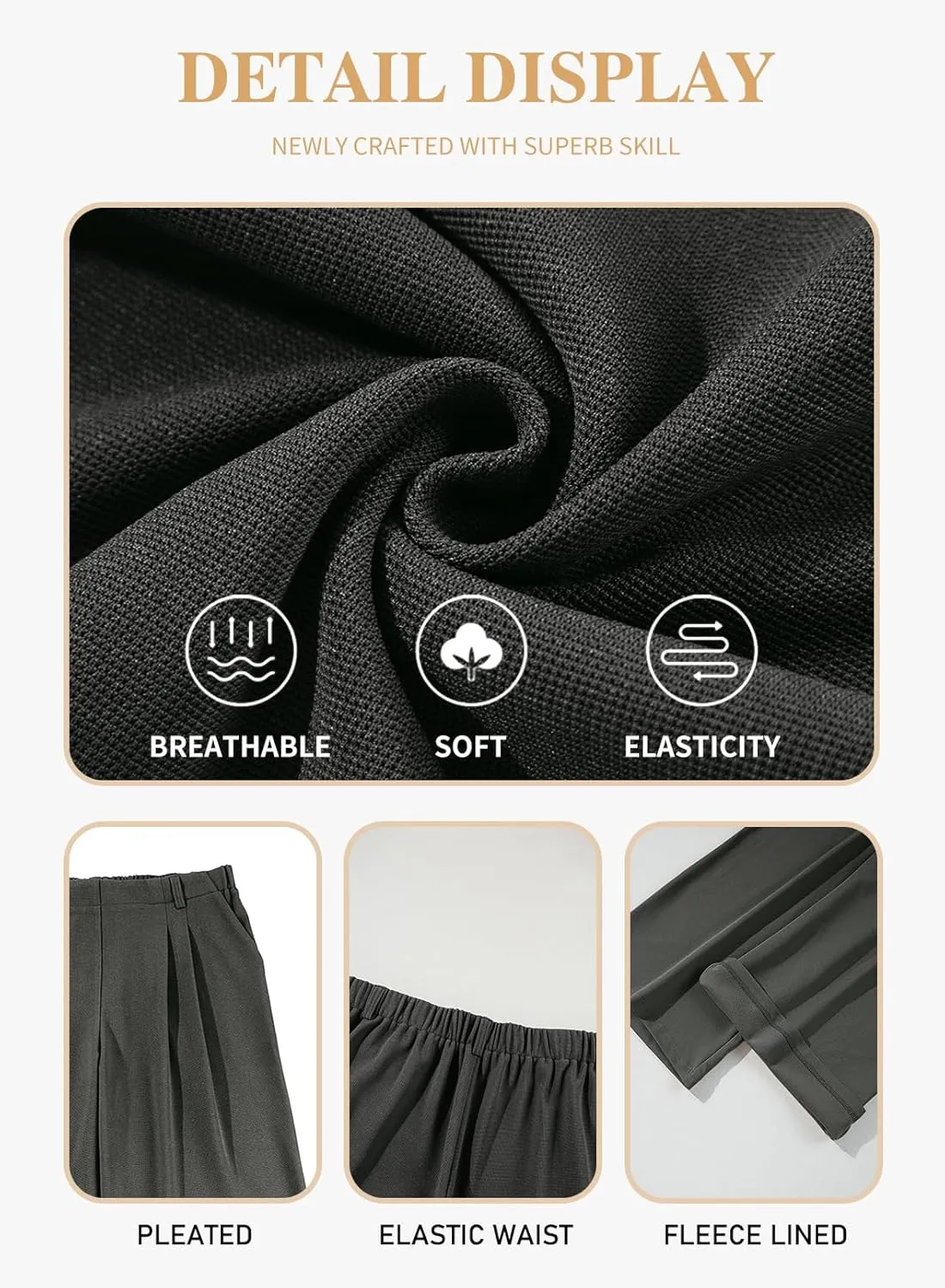Eytino Womens Plus Size Wide Leg Dress Pants Elastic High Waisted Casual Waffle Palazzo Pants Trousers with Pockets(1X-5X)