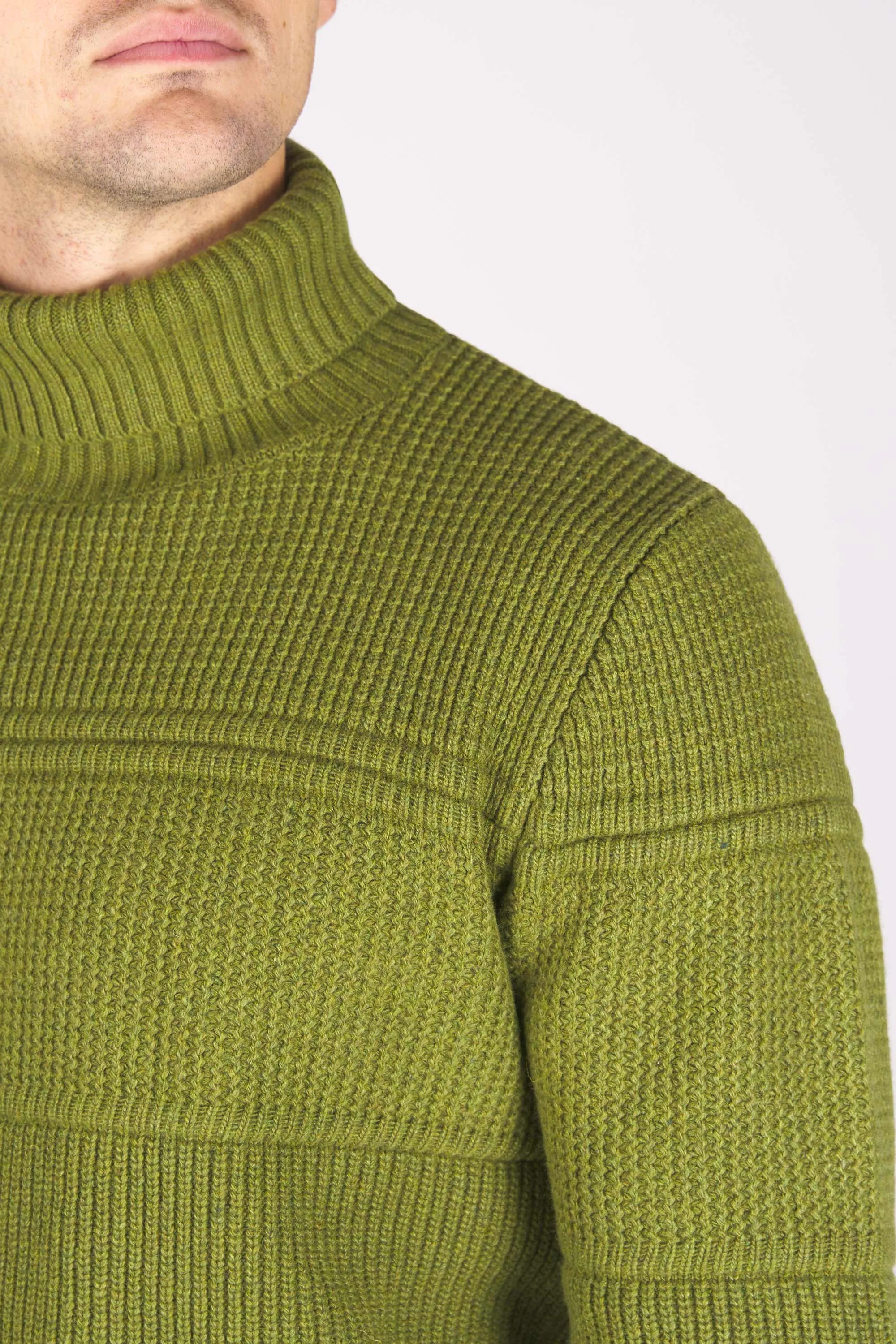 High-Neck Wool-Blend Intarsio Knit Sweater