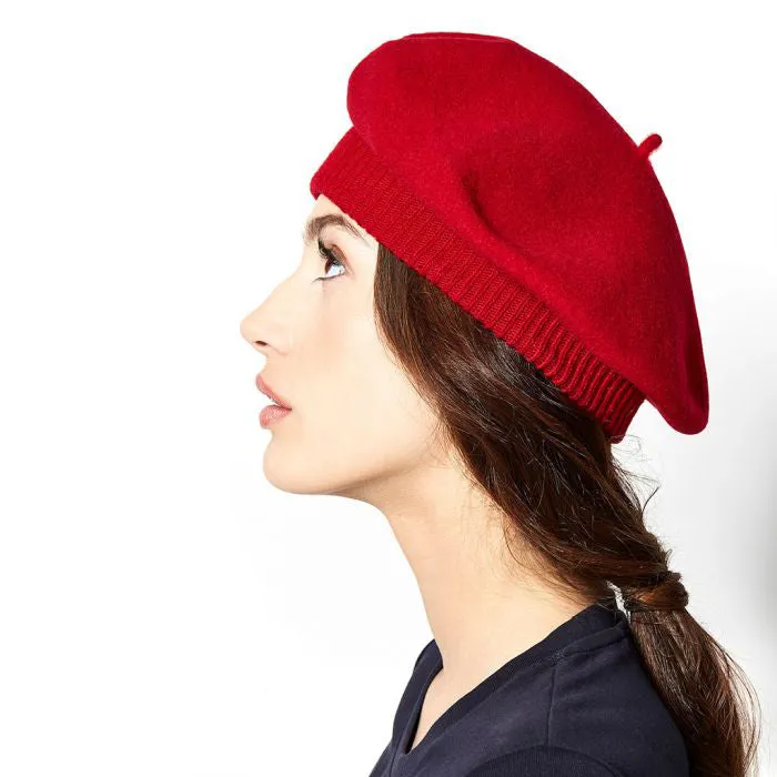 Héritage par Laulhère Hats Parisienne Merino Wool Beret - Red