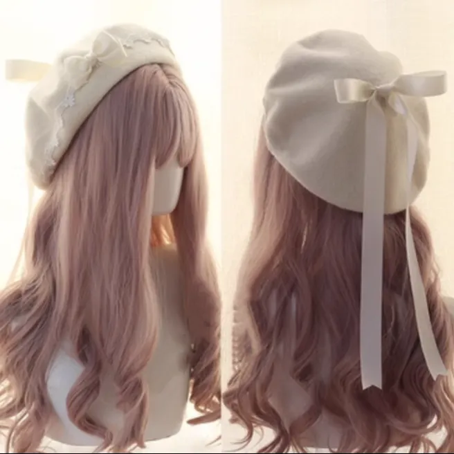 Japanese Lolita Sweet Hat Lace Butterfly Bow Multicolored Berets