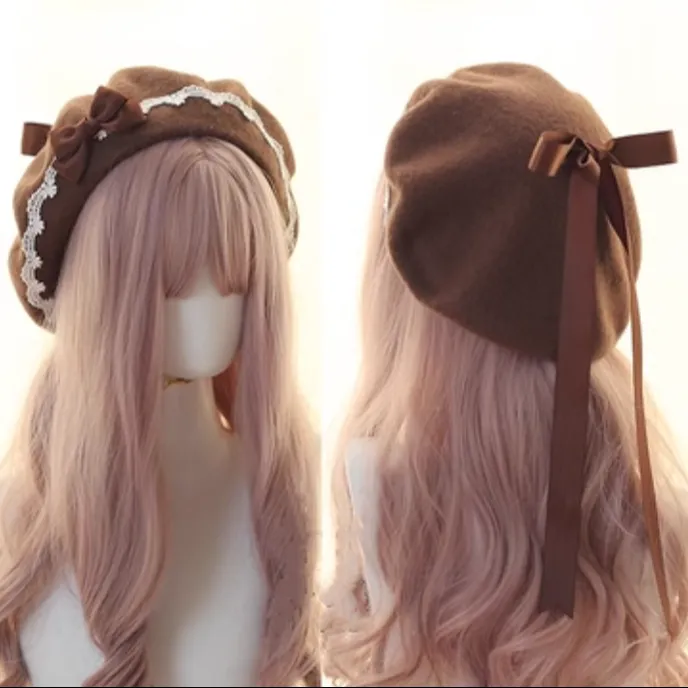 Japanese Lolita Sweet Hat Lace Butterfly Bow Multicolored Berets