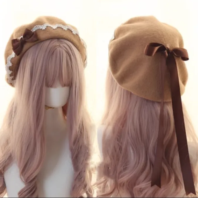 Japanese Lolita Sweet Hat Lace Butterfly Bow Multicolored Berets
