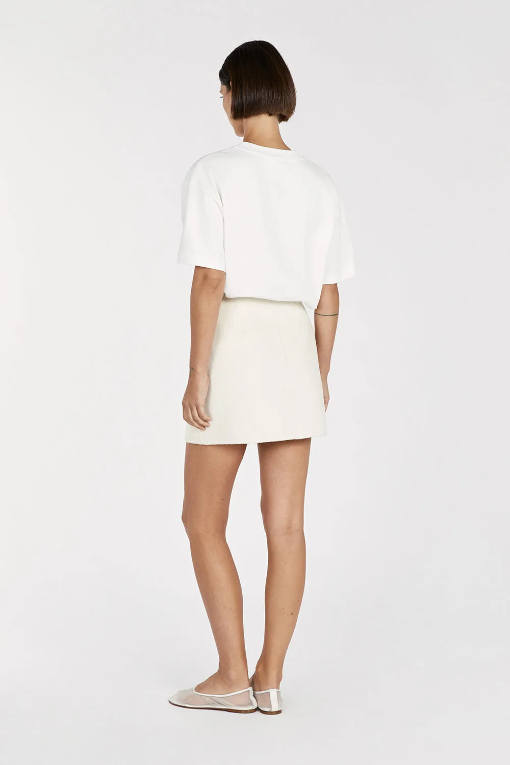 JERI CREAM WOOL BLEND MINI SKIRT