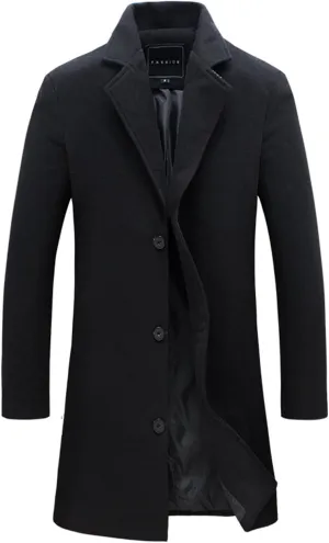 Men's Plus Size Pea Coat Casual Notched Collar Single Breasted Overcoat Coat 2024 Winter New Warm Trench Suit Jacket