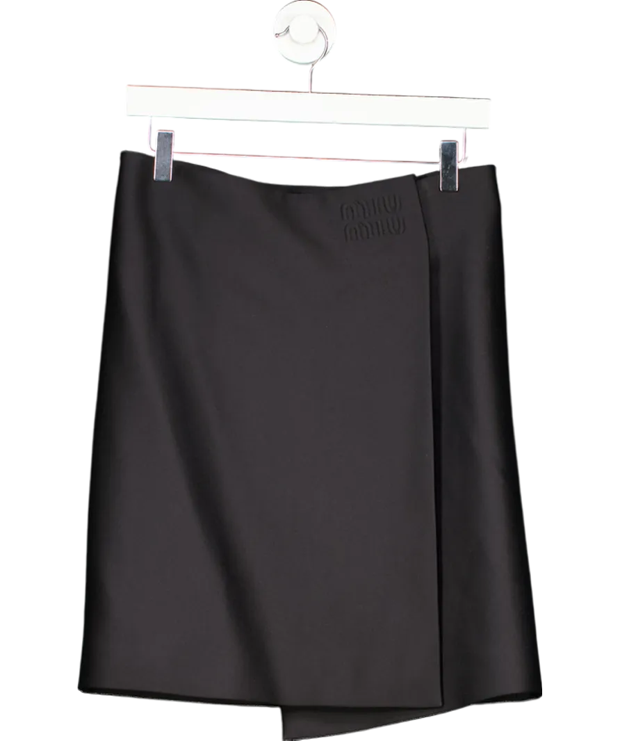 MIU MIU Black Wool Blend Wrap Skirt UK 8