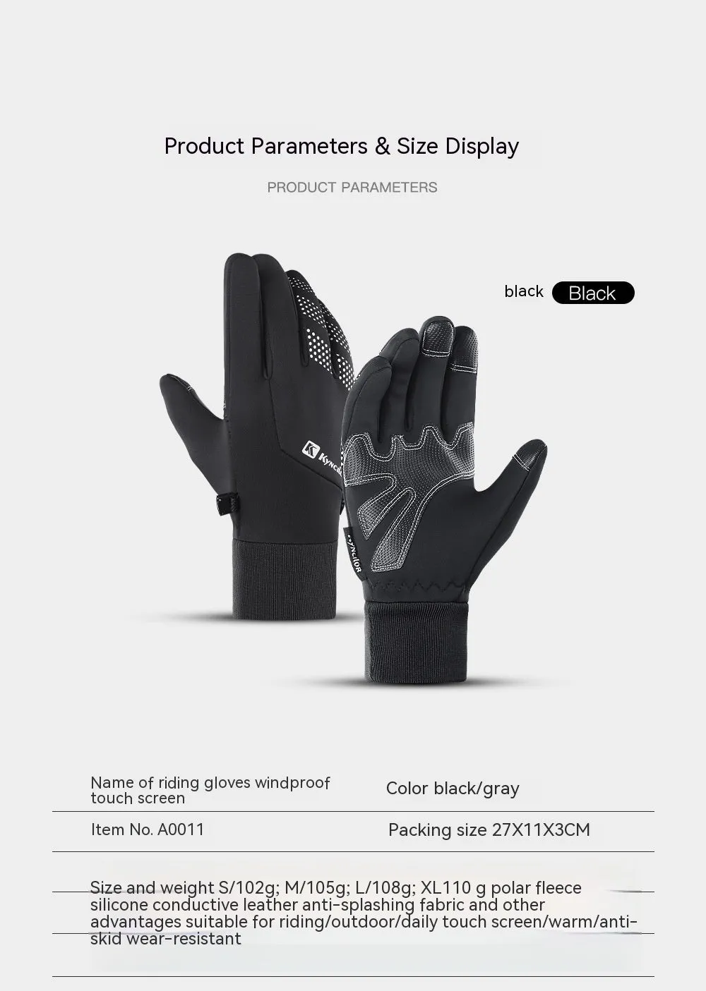 Outdoor Autumn And Winter Men's Warm Riding Gloves Touch Screen Wind-proof