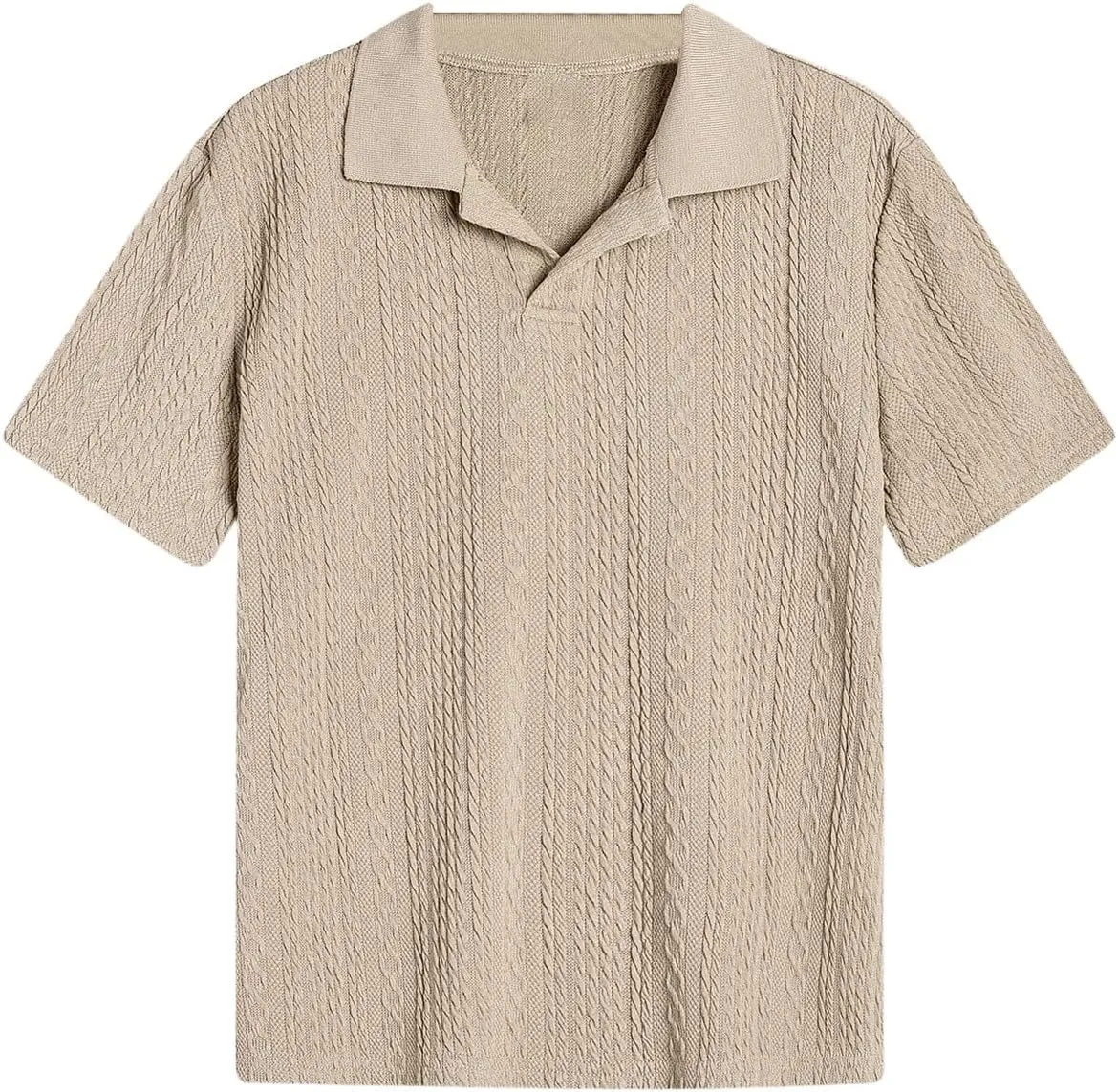 OYOANGLE Boy's Short Sleeve Collar Neck Cable Knitted Solid Plain Golf Uniform Shirt