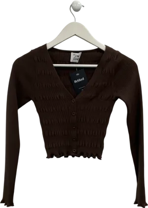 Princess Polly Brown Ribbed Cardigan UK XS/S