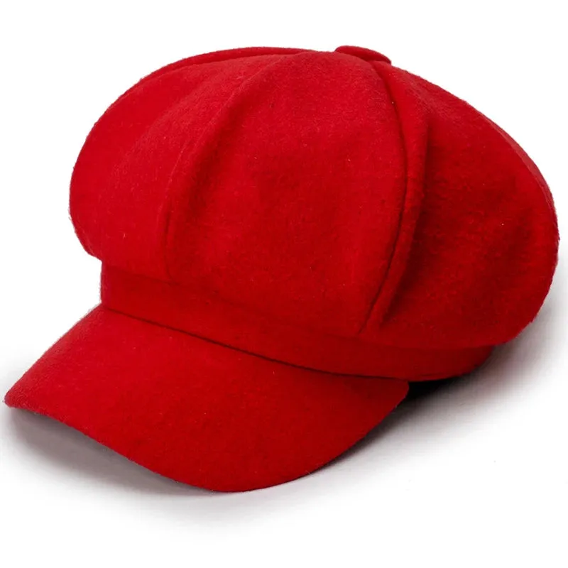 Unisex Woolen Beret - Solid Color Windproof Winter Hat
