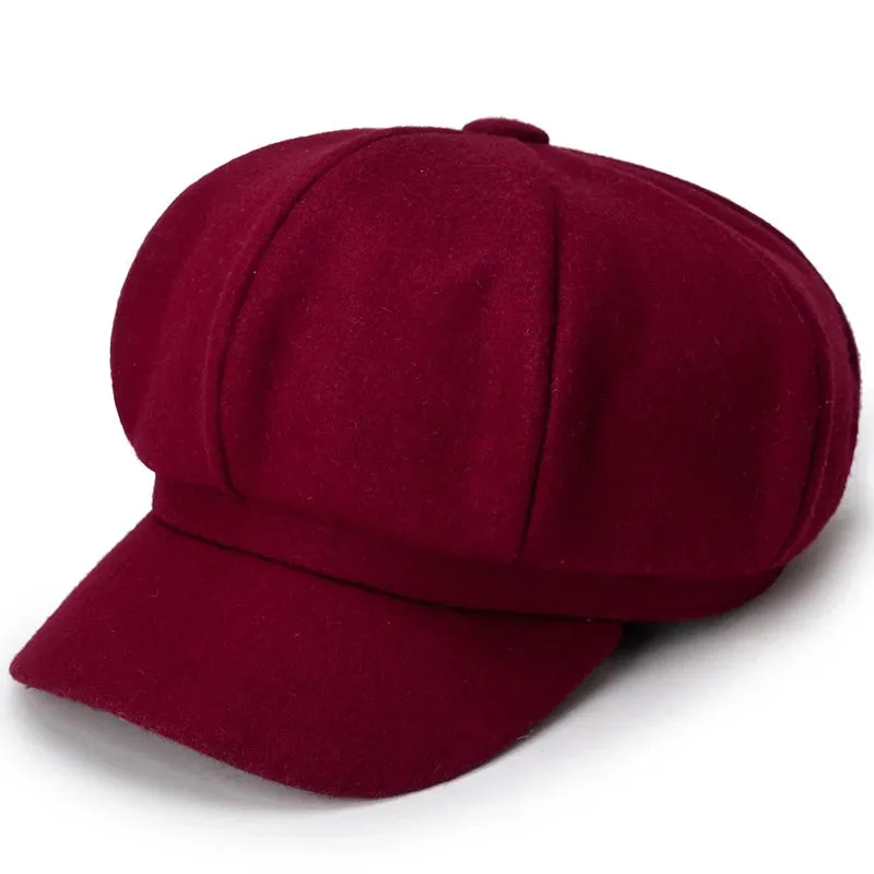 Unisex Woolen Beret - Solid Color Windproof Winter Hat