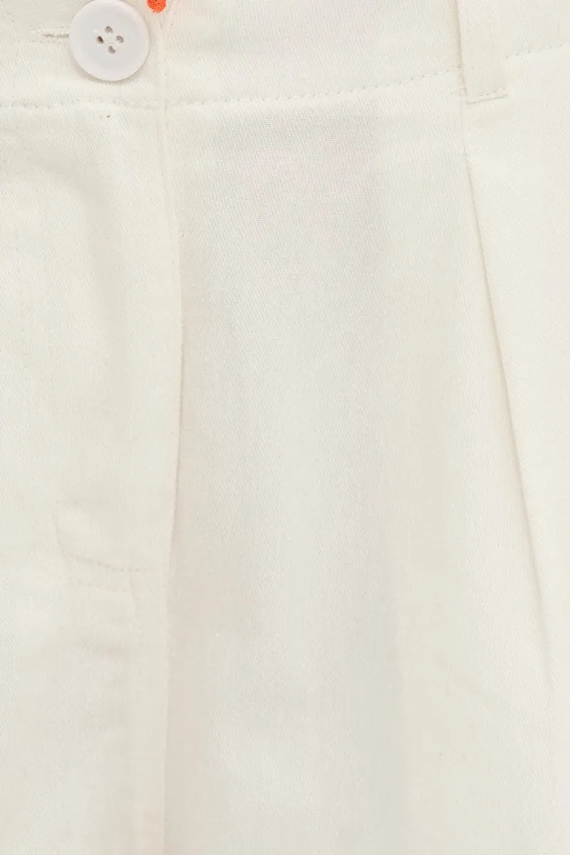 White Cargo Pants Relaxed Wide Leg