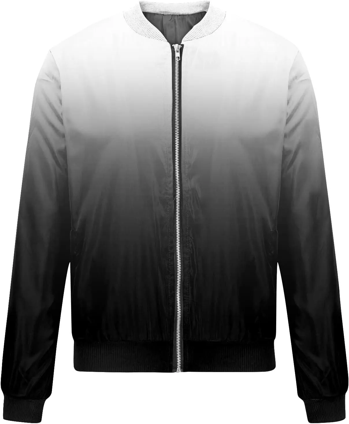 Women's Casual Floral Zip Up Bomber Jacket Long Sleeve Coat Stand Collar Lightweight Short Outwear Tops