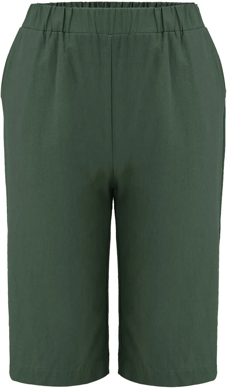 Women's Pedal Pushers Capri Jogger Pants Casual Linen Shorts Summer Lightweight Baggy Cropped Pant with Pocket
