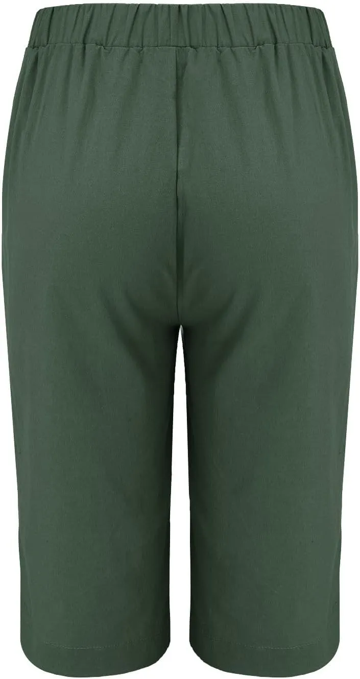 Women's Pedal Pushers Capri Jogger Pants Casual Linen Shorts Summer Lightweight Baggy Cropped Pant with Pocket