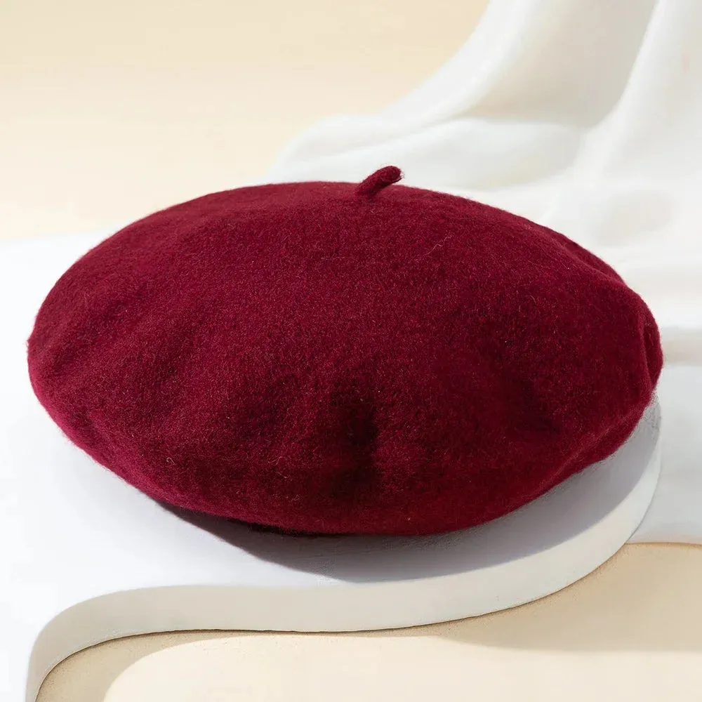 Women's Woolen Beret - Versatile Japanese Style Hat