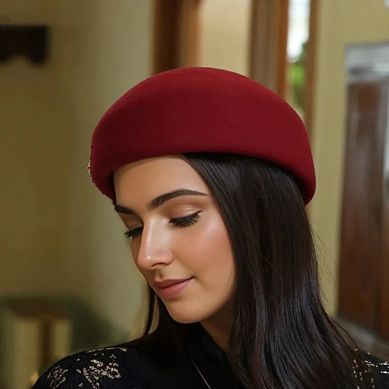 Woolen Top Japanese Retro Versatile Fashion Flight Attendant Hat