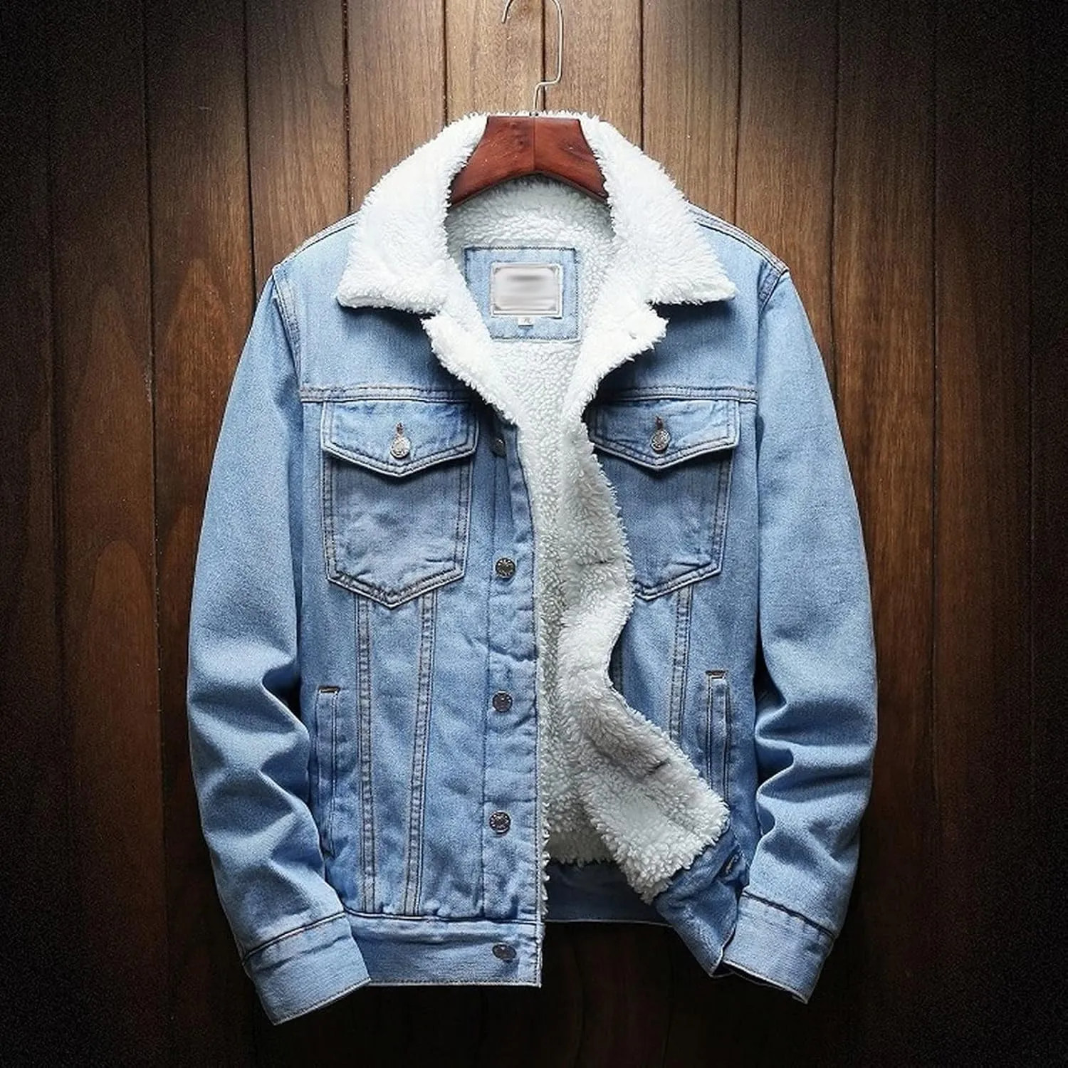 XUNRYAN Teen Boys Winter Warm Denim Coats Fleece Sherpa Jackets Casual Button Down Shacket Jacket Outerwear Xmas Gifts